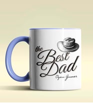 Kişiye Özel The Best Dad Tasarımlı Siyah Kupa Bardak (Mavi)