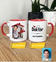 Kişiye Özel Karikatürlü Doktor Hediye Kupa Bardak Doktora Tıp Bayramı Hediyesi (Pembe)