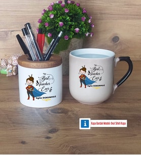 Kadın Öğretmene Hediye Kalemlik, Kupa Bardak T Kişiye Özel Hediye (Model 2)