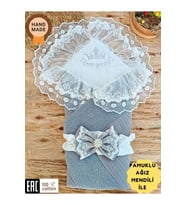Triko Przm Haki Bebek Kundağı Unisex Bebek Dış Kundak Battaniyesi Hastane Çıkışı Kundak Battaniye (Gri)