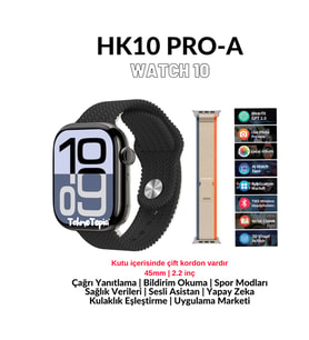 HK10 Pro A Watch 10 Serisi Amoled Ekran Akıllı Saat Yapay Zeka Çağrı Cevaplama Bildirim Okuma (Siyah)