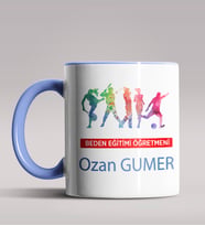 Kişiye Özel Beden Eğitimi Öğretmeni Tasarımlı Siyah Renk Kupa 3 (Mavi)