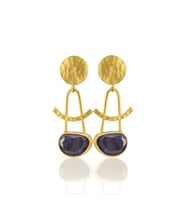 Kadir Jewellery 22 Ayar Altın Kaplama Vintage Küpe -El İşçiliği Ve Hipoalerjenik Küpe (Mor)