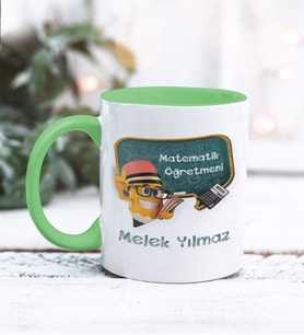 Matematik Öğretmeni Tasarımlı Kişiye Özel Kupa Bardak (Yeşil)
