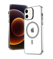 Ally iPhone 12 - 12 Pro 6.1inç Magsafe Uyumlu Renkli Kenar Silikon Kılıf (Gümüş)