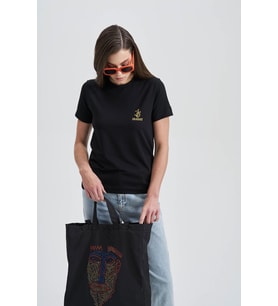 Blues Eyes Kadın Taş T-Shirt (Siyah)