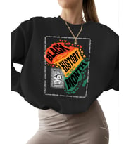 erkek Bej bisiklet yaka unisex Sweatshirt Sweatshirt kalın Siyah tarih ayı - kabile tarihi Baskılı (Siyah)
