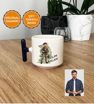 Kişiye Özel Karikatürlü Asker T Kupa Bardak Beyaz Askere Hediye Asker Sevgiliye Hediye (Lacivert)