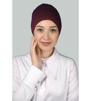 Hazır Pratik Geçmeli Uzun Boru Tesettür Bonesi (Bordo)