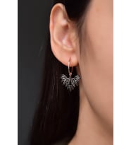Papatya Silver 925 Ayar Gümüş Rose Kaplama Zirkon Taşlı Kadın Anka Kuşu Figürlü Halkalı Küpe (Siyah)