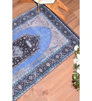 EVDEYA Dijital Baskılı Yıkanabilir Hediyelik Klasik Namazlık Seccade 70x130cm, SECCADE-33-KAHVERENGİ, (Mavi)