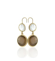 Kadir Jewellery 22 Ayar Altın Kaplama Kadın İnci Küpe -El İşçiliği Ve Hipoalerjenik Küpe (Kahverengi)