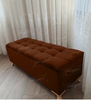 Çizgi Kapitoneli Sandıklı Puf 110 cm Gold Ayak (Kahverengi)