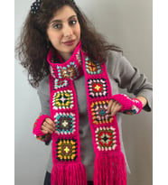 EL ÖRGÜSÜ MOTİRLİ ETNİK KADIN ELDİVEN ATKI SET (Pembe)