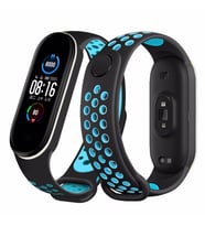 Xiaomi Mi Band 3 / 4 Kordon Delikli Spor Kordon (Siyah-Mavi)