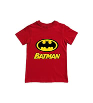 Batman baskılı pamuklu penye kumaş yazlık çocuk tişört (Kırmızı)