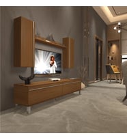 Decoraktiv Eko 5D Mdf Std Krom Ayaklı Tv Ünitesi Tv Sehpası - Beyaz - Pera (Ceviz)