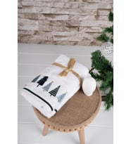 %100 Pamuk İkili 40x70 Cm Yılbaşı Nakışlı Havlu/Havlu Seti (17)
