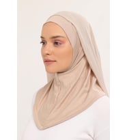 Hazır Lüks Pratik Hijablı  Şifon Şal (Kum Beji)