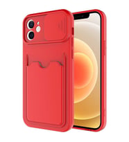 Apple iPhone 12 Kılıf Zore Kartix Kartlık Bölmeli Kılıf (Kırmızı)