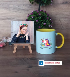 Unicorn Fotoğraflı Dekoratif Taş, Kupa Bardak Beyaz Hediye (Model 7)