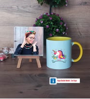 Unicorn Fotoğraflı Dekoratif Taş, Kupa Bardak Beyaz Hediye (Model 7)