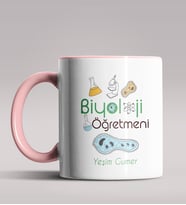 Kişiye Özel Biyoloji Öğretmeni Tasarımlı Siyah Renk Kupa Bardak 5 (Pembe)