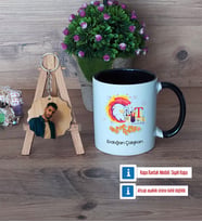 Grafiker Kupa Bardak Beyaz ve Fotoğraflı Ahşap Anahtarlık Hediye (Model 11)