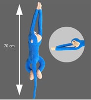 Peluş Maymun, Elleri Yapışabilen Uyku ve Oyun Arkadaşı -70 cm (Mavi)