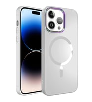 Apple iPhone 14 Pro Kılıf Magsafe Wireless Şarj Özellikli Zore Stil Kılıf (Beyaz)