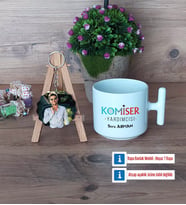 Komiser Yardımcısı Kupa Bardak Beyaz ve Fotoğraflı Ahşap Anahtarlık Hediye (Model 12)