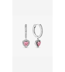 925 Ayar gümüş pandora kalpli küpe (Pembe)