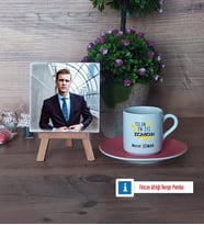 En İyi Eczacı Fotoğraflı Dekoratif Taş, Ahşap Altlıklı Türk Kahvesi Fincanı Hediye (Model 6)
