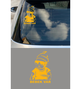 Arabada Bebek Var Araba Sticker - Oto Sticker - Araba Sticker - 20 Cm (Sarı)