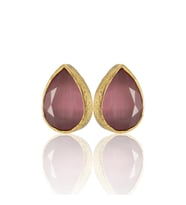 Kadir Jewellery 22 Ayar Altın Kaplama Kadın Minimal Küpe -El İşçiliği Ve Hipoalerjenik Küpe (Pembe)