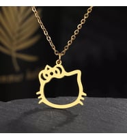 Kişiye Özel 925 Ayar Gümüş Hello Kitty Kolye (Gold)