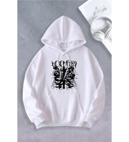 Unisex Kadın Erkek Telepathy Baskılı Oversize Sweatshirt (Beyaz)