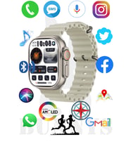 Samsung Galaxy Z Flip3 Uyumlu Akıllı Saat Watch 8 Ultra 49MM AMOLED EKRAN (Krem)