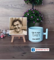 Dayıya Hediye Fotoğraflı Dekoratif Taş, Kupa Bardak Beyaz Hediye (Model 12)