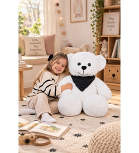 65 cm Fularlı Beyaz Peluş Ayıcık – En Sevimli Hediye Seçeneği (Siyah)