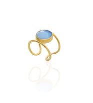 Kadir Jewellery 22 Ayar Altın Kaplama Kadın Zirkon Taşlı Yüzük (Gece Mavisi)