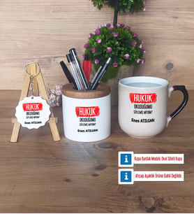 Hukuk Okuduğumu Söylemiş Miydim Hediye Sepeti Kalemlik, Kupa Bardak Sihirli, Ahşap Anahtarlık Hediye (Model 2)