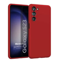 Microsonic Matte Silicone Samsung Galaxy S23 Kılıf Siyah (Kırmızı)