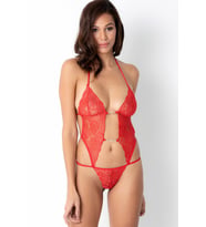 Fantezi Taş Detaylı Dantelli Babydoll (Kırmızı)