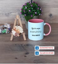 Babaanneye Hediye Kupa Bardak Beyaz ve Fotoğraflı Ahşap Anahtarlık Hediye (Model 6)