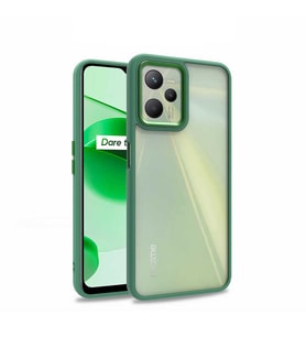 Realme C35 Kılıf Case, Kamera Lens Korumalı Elektroplatin Kaplama Sert PC Koruyucu Colourful Platinum Serisi (Yeşil)
