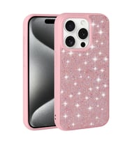 Vendas Apple iPhone 15 Pro Kılıf Parlak Taşlı Tasarım Zore Pırlanta Kapak (Pembe)