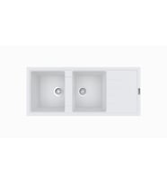 POLEX Cristalüx Granit Evye P-X116 2 Hazneli Tezgah Altı Ve Tezgah Üstü Mutfak Evyesi 116,5x50,8cm (Beyaz)