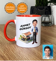 Kişiye Özel Karikatürlü Emlakçı Hediye Kupa Bardak Emlakçı Hediyeleri (Turuncu)