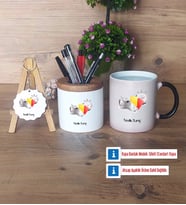 Hakem Hediye Sepeti Kalemlik, Kupa Bardak Sihirli, Ahşap Anahtarlık Hediye (Model 1)